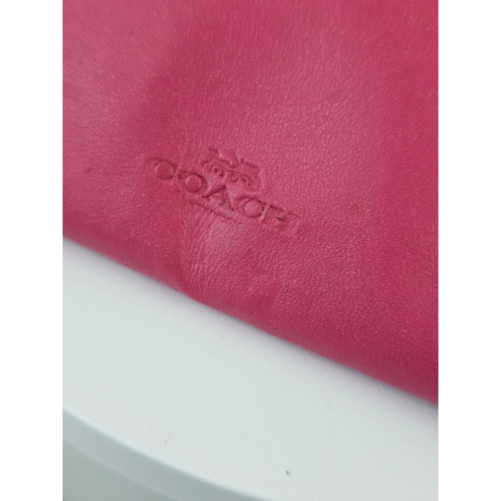 Coach Pink Leather Turnlock Pouch Envelope Clutch Bag Fuchsia Pink - Picture 3 of 15